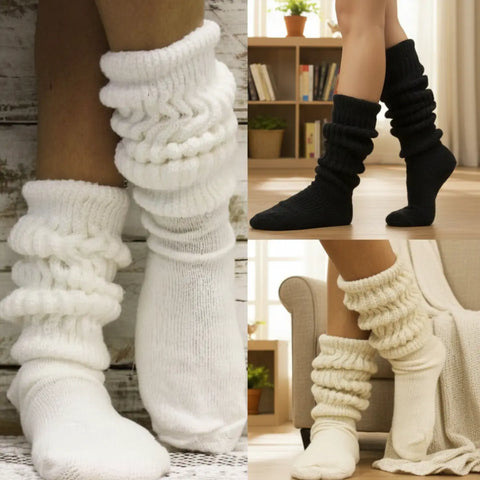 3 Pairs Premium Slouch Socks Bundle – Black White Natural | Made in USA Catherine Cole  socks