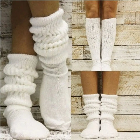 3 Pairs White Cotton Slouch Socks – Soft Vintage Style – Made in USA Catherine Cole  socks