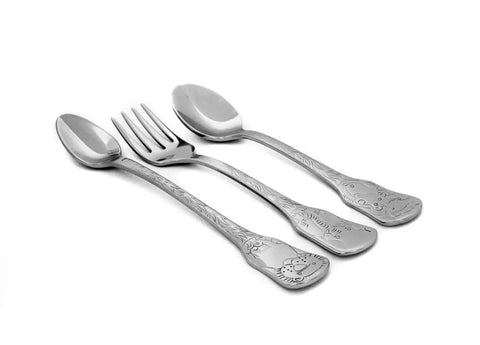 3-Piece Baby Flatware Set – Stainless Steel Safari Design | Made in USA Kleynimals  item