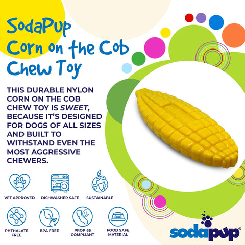 Corn on the Cob Nylon Dog Chew Toy – Extra Tough Durable Chewer Toy | Made in USA SodaPup  Nylon Dog Toys