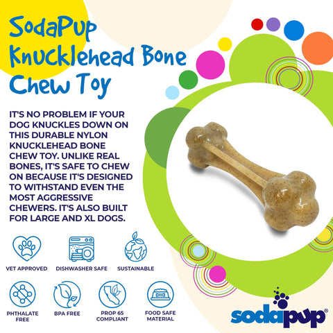 Knucklehead Bone Heavy Duty Nylon Dog Chew Toy – Large Breed | Made in USA SodaPup  Nylon Dog Toys