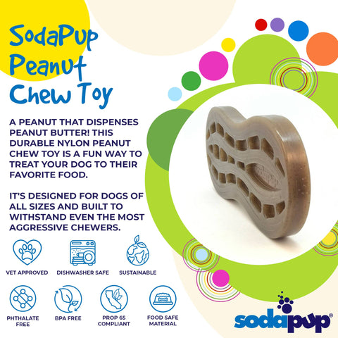 Peanut-Shaped Durable Nylon Dog Chew Toy – Treat Dispensing – Made in USA SodaPup  Nylon Dog Toys