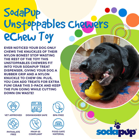 Unstoppables Durable Nylon Chew Knuckles – 3 Pack for SodaPup Treat Dispensers | Made in USA SodaPup  Nylon Dog Toys