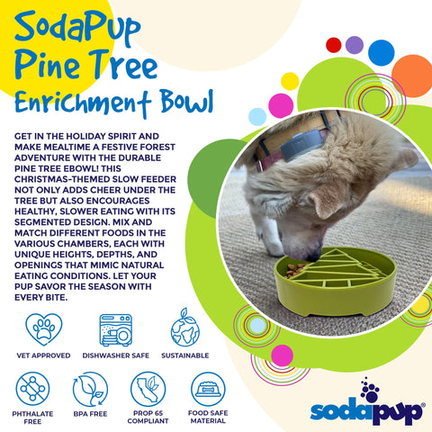Pine Tree Slow Feeder Dog Bowl – Enrichment Pet Feeder | Made in USA SodaPup  EBOWL