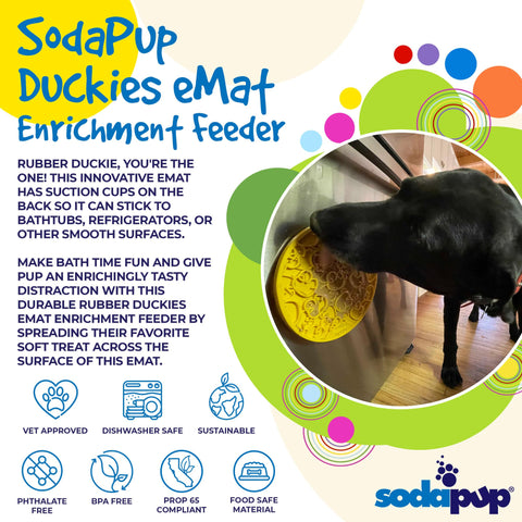 Duckies Design Enrichment Lick Mat With Suction Cups – Interactive Dog Toy | Made in USA SodaPup  EMAT