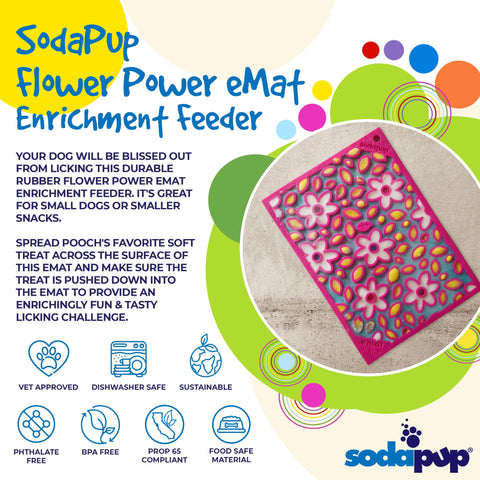 Flower Power Slow Feeder Lick Mat – Calming Pet Enrichment Toy | Made in USA SodaPup  EMAT
