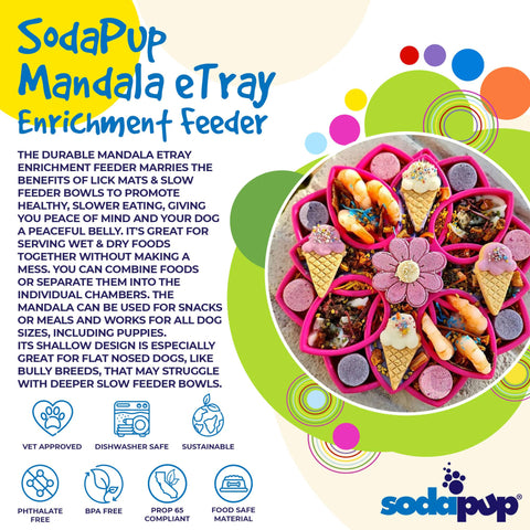 Mandala Design Dog Enrichment Slow Feeder Tray – Interactive Lick Mat | Made in USA SodaPup  ETRAY