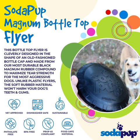 Magnum Bottle Top Flyer Large Rubber Dog Frisbee – Durable Retriever Toy | Made in USA SodaPup  Rubber Dog Toys