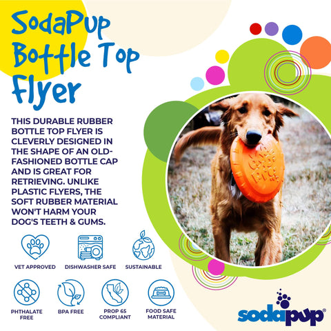 Durable Rubber Dog Retrieving Frisbee – Bottle Cap Design – Orange | Made in USA SodaPup  Rubber Dog Toys