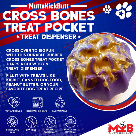 Durable Cross Bones Dog Chew Toy with Treat Pocket – Medium Power Chewers | Made in USA SodaPup  Rubber Dog Toys
