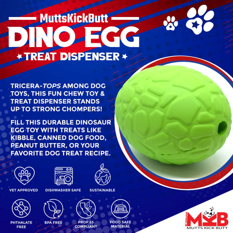 Dinosaur Egg Dog Chew Toy – Durable Rubber Treat Dispenser | Made in USA SodaPup  Rubber Dog Toys