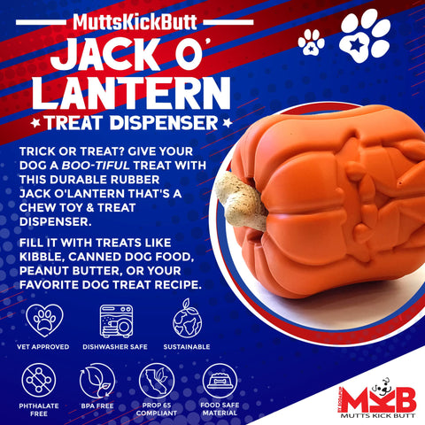 Jack O Lantern Durable Rubber Dog Chew Toy And Treat Dispenser – Made In USA SodaPup  Rubber Dog Toys