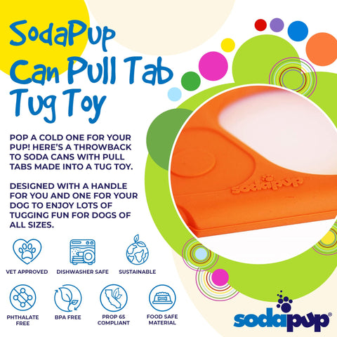 SodaPup Durable Rubber Dog Tug Toy – Interactive Can Pull Tab Design | Made in USA SodaPup  Rubber Dog Toys