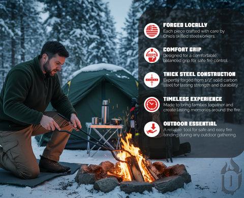 30 Inch Heavy Duty Campfire Tongs – Blacksmith Forged Fire Pit Tool | Made in USA Ohio Flame  Fire Pit Accessories