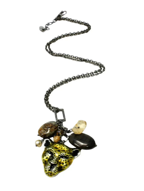 Long Gemstone Cheetah Necklace Michelle Marie Boutique  Necklace
