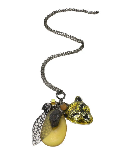 30 Inch Long Gemstone Cheetah Pendant Necklace – Adjustable Lobster Clasp | Made in USA Jewelry Statement Michelle Marie Boutique  Necklace