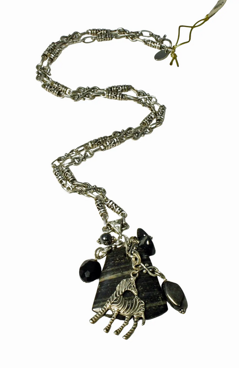 30 Inch Long Gemstone Cheetah Pendant Necklace – Adjustable Lobster Clasp | Made in USA Jewelry Statement Michelle Marie Boutique  Necklace