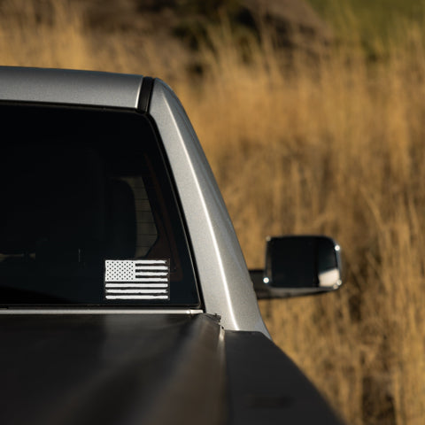 White Tattered American Flag Window Decal 5.36 x 3.42 Inch – Patriotic Car Sticker | Made in USA Proudly USA  Sticker