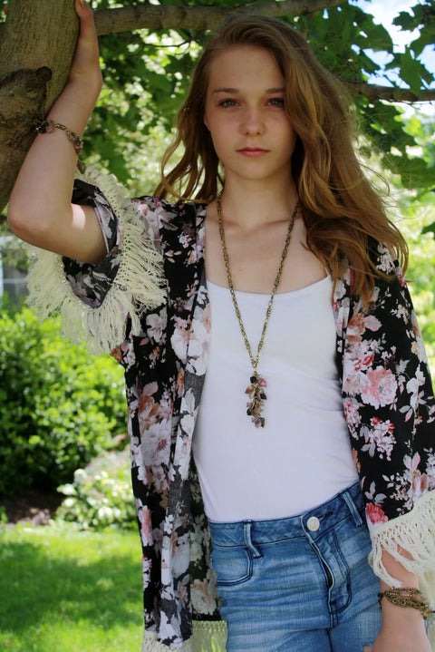 34 Inch Artisan Gemstone Cluster Long Necklace – Adjustable Lobster Clasp – American Made Jewelry | Michelle Marie Boutique Made in USA Michelle Marie Boutique  Necklace