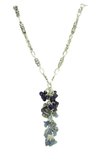 34 Inch Artisan Gemstone Cluster Long Necklace – Adjustable Lobster Clasp – American Made Jewelry | Michelle Marie Boutique Made in USA Michelle Marie Boutique  Necklace