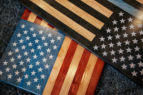 American Flag Laser Engraved Stars - “Old Glory” American Grains, LLC  Wooden American Flag