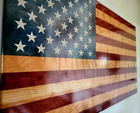 American Flag Laser Engraved Stars - “Old Glory” American Grains, LLC  Wooden American Flag
