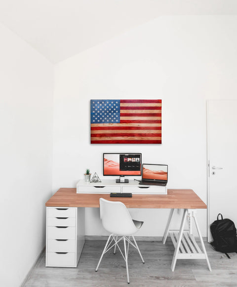34 Inch Cherry Hardwood American Flag Wall Decor – Laser Engraved "Old Glory" | Made in USA American Grains LLC  Wooden American Flag