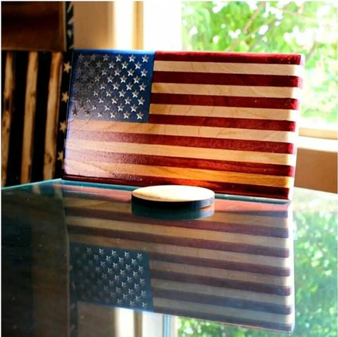 34 Inch Cherry Hardwood American Flag Wall Decor – Laser Engraved "Old Glory" | Made in USA American Grains LLC  Wooden American Flag