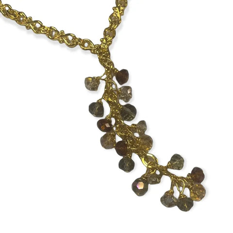 34 Inch Gold Crystal Cluster Necklace – Handmade Statement Jewelry by Michelle Marie Boutique | Made in USA Michelle Marie Boutique  necklace