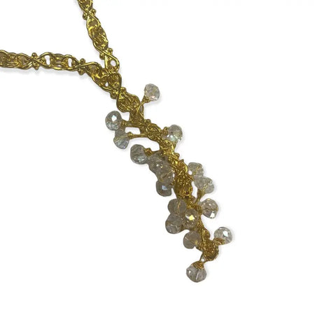 34 Inch Gold Crystal Cluster Necklace – Handmade Statement Jewelry by Michelle Marie Boutique | Made in USA Michelle Marie Boutique  necklace