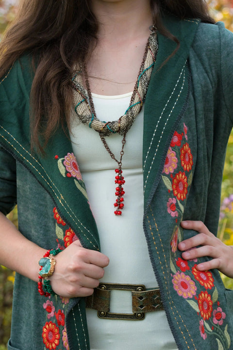 Long Crystal Cluster Necklace Michelle Marie Boutique  necklace