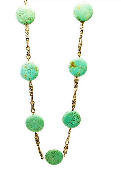 36 Inch Turquoise Gemstone Necklace – Copper Alloy Chain Long Necklace | Handmade Jewelry Made in USA Michelle Marie Boutique  Necklace