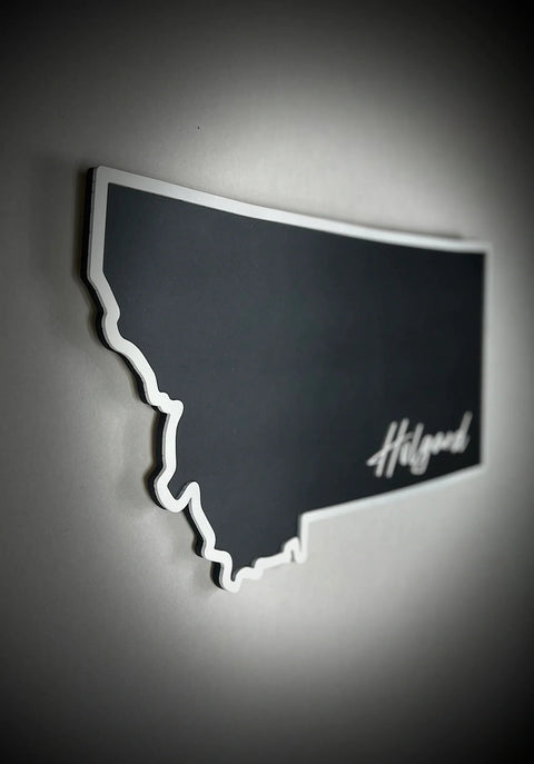 Personalized Montana State Outline Sign – 17.25 Inch x 10 Inch Custom Wall Decor | Made in USA B. James Design & Woodwork 