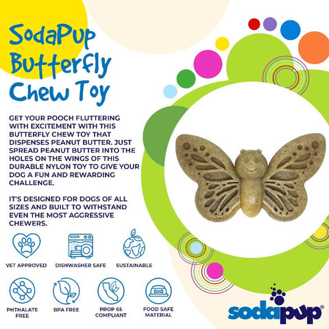 Butterfly Nylon Dog Chew Toy – Durable Enrichment Play – Made in USA SodaPup  Nylon Dog Toys