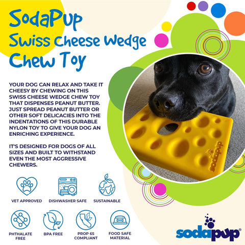 Swiss Cheese Wedge Durable Nylon Dog Chew Toy – Tough Power Chewer | Made in USA SodaPup  Nylon Dog Toys