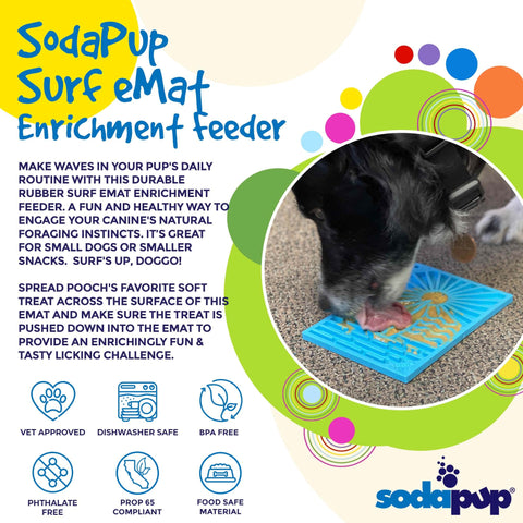 Surf's Up Small Dog Lick Mat – Interactive Slow Feeder | Made in USA SodaPup  EMAT