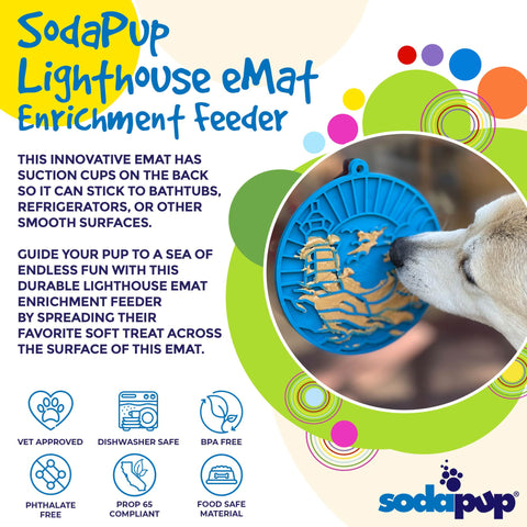 Lighthouse Dog Lick Mat With Suction Cups – Mental Enrichment Toy | Made in USA SodaPup  EMAT