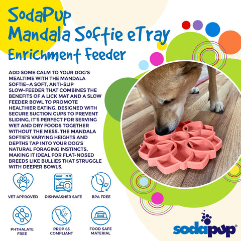 Mandala Slow Feeder Dog Bowl – Soft Silicone ETray With Suction Cups | Made in USA SodaPup  ETRAY
