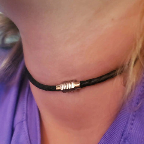 3mm Bolo Leather Sterling Silver Snap Off Choker – Handmade by Alexa Martha | Made in USA Alexa Martha Designs  Choker
