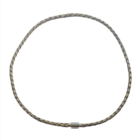 The 3mm Bolo Leather Snap Off Choker by Alexa Martha Designs features a sleek leather band and a small silver clasp, shown on a plain white background.