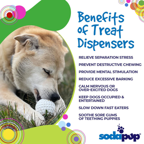 Golf Ball Shaped Dog Treat Dispenser Toy – Durable Rubber Enrichment | Made in USA SodaPup  Rubber Dog Toys
