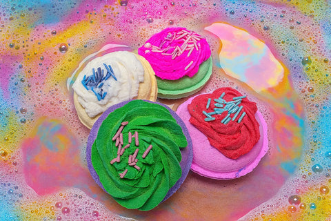 4 Pack Donut-Shaped Bath Bomb Set – Shea Butter & Hemp Oil Infused | Handmade in USA Aromatic Spa Additives Bath Bums  bath bomb