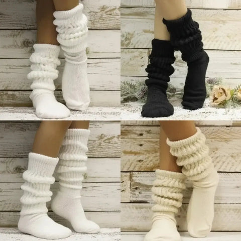4 Pairs Pack Ultimate Slouch Socks – 2 Sizes | Cotton Nylon Blend – Black White Natural | Made in USA Catherine Cole  socks