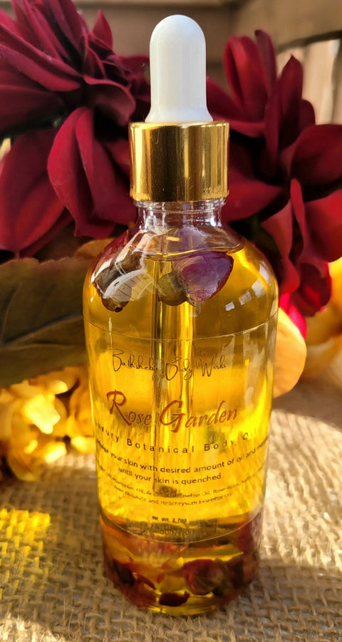 4 oz Rose Garden Body Oil – Hydrating Botanical Skin Nourishment | Made in USA Bathsheba Body Works 