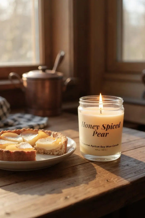 4.3 Oz Honey Spiced Pear Scented Soy Wax Candle – Hand Poured Home Fragrance | Made in USA Bath Bums  Candles