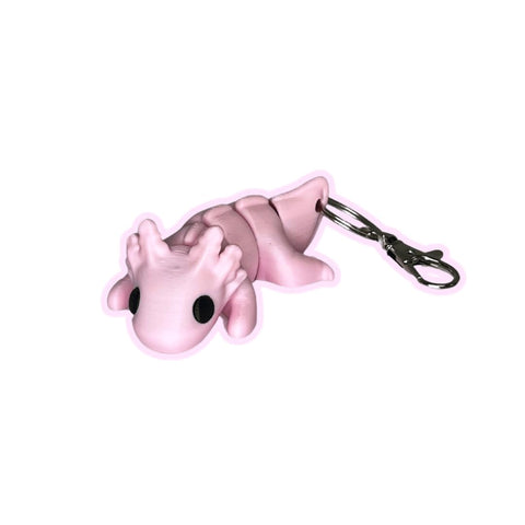 Articulated Baby Pink Axolotl Keychain – Flexible Fidget Toy | Made in USA Chatelet Manufacturing 