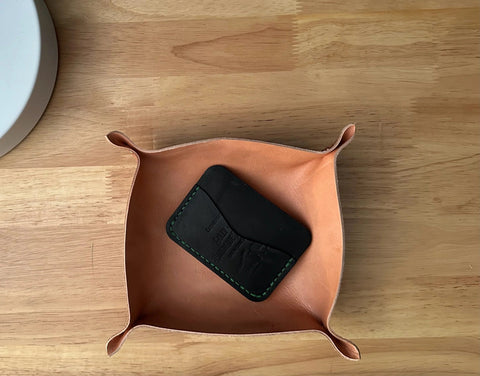 Handcrafted Medium Leather Valet Tray – Premium Organizer Tray | Made in USA Sully + Proper Supply 