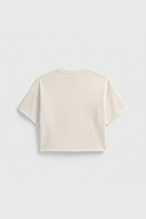 Boxy Black Crop Sweatshirt – Raw Hem Short Sleeve Top | Made in USA Casual Womens Apparel US Standard Apparel  CREWNECK SWEATSHIRT