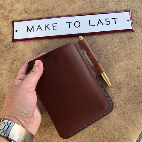 Handcrafted Leather Field Notes Sleeve With Pen Holder – Dark Brown | Made in USA Sully + Proper Supply 
