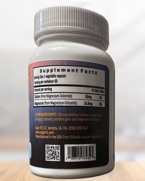 True Hydrogen Plus Calcium Dietary Supplement – 60 Veggie Capsules | Made in USA Eagle H2 